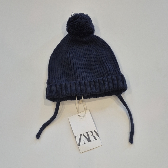 Zara Other - Zara Navy Blue Kids Pom-Pom Beanie